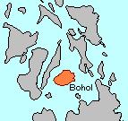 Karte geschützte Lage Bohol mit umgebenden Inseln