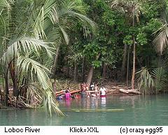 Dorfbewohner baden und waschen ihre Wsche im Loboc River Bohol Philippinen