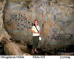 Wandmalereien in der Höhle Hinagdanan Cave, Panglao Bohol Philippinen